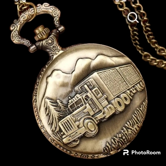 New In package Pocket watch 16" chain Bronge Trucker new - Picture 12 of 14